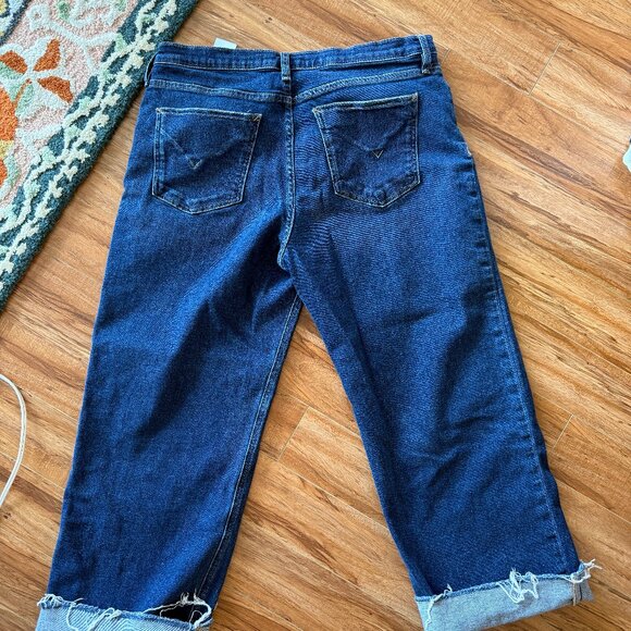 Hudson Rosie Mogul Wide Leg Frayed Hem Dark Wash Jeans sz 33 - Picture 2 of 5